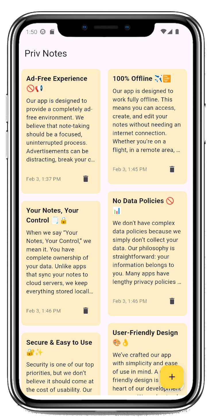 Priv Notes App Screenshot 1